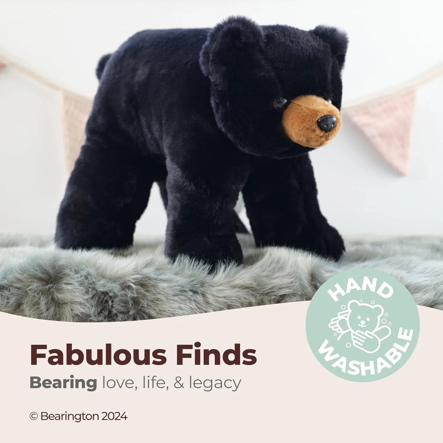 Bearington Bandit Plush Stuffed Animal Black Bear Teddy - 18" Teddy Bear Plush Toy