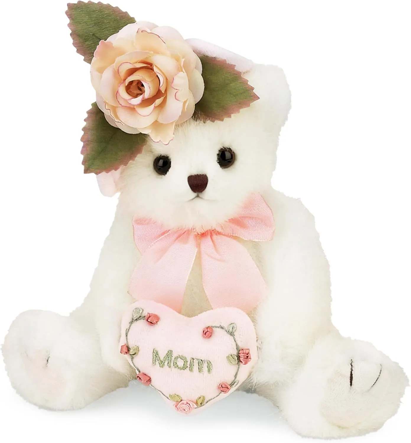 Bearington Mommy Tenderheart White Stuffed Bear, 10 Inch Mother Teddy Bear - Baby Stuffed Animals