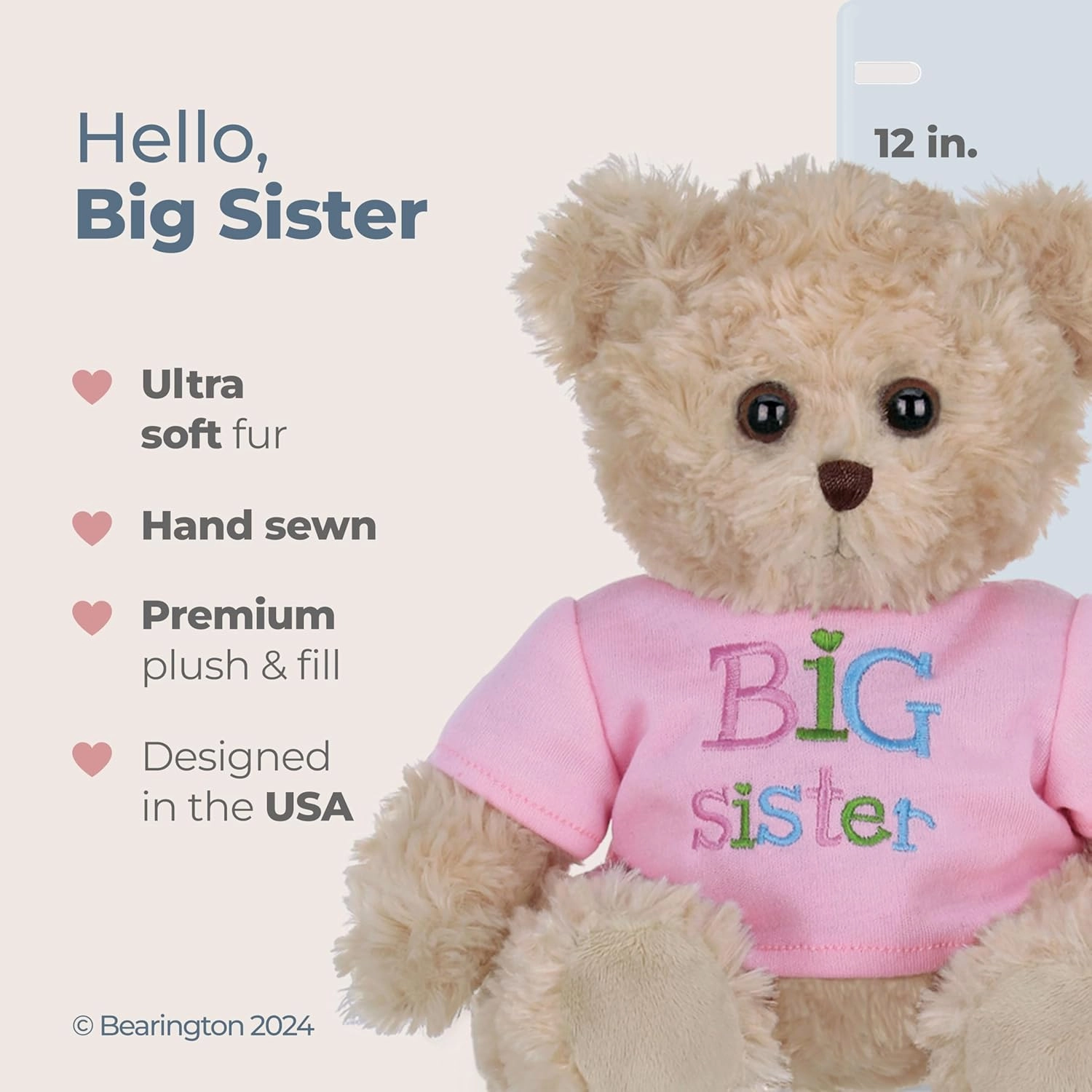 Bearington Big Sister Teddy Bear, 12 Inch Big Sister Stuffed Animal