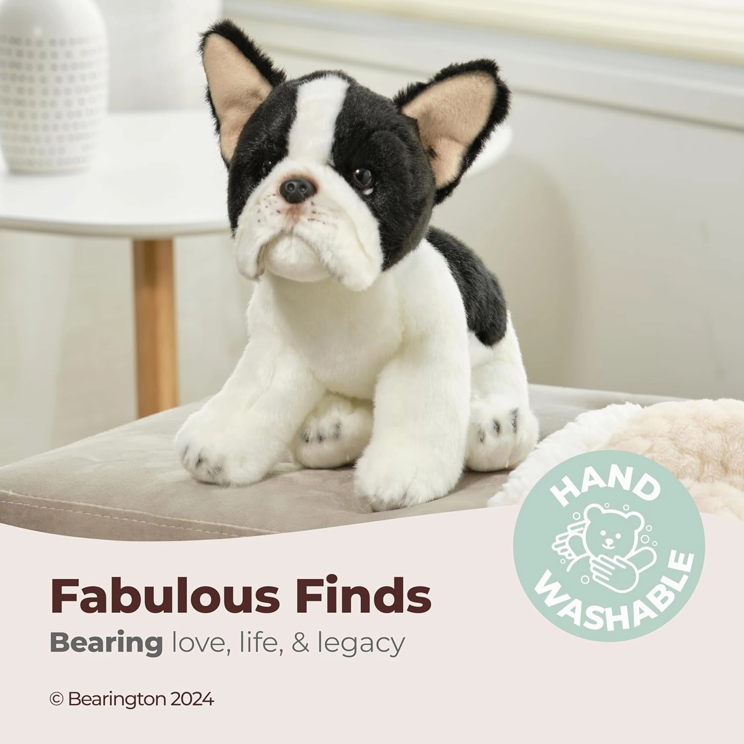 Bearington Collection Lil' Oliver The French Bulldog Stuffed Animal, 6 Inch Boston Terrier Dog Stuffed Animal