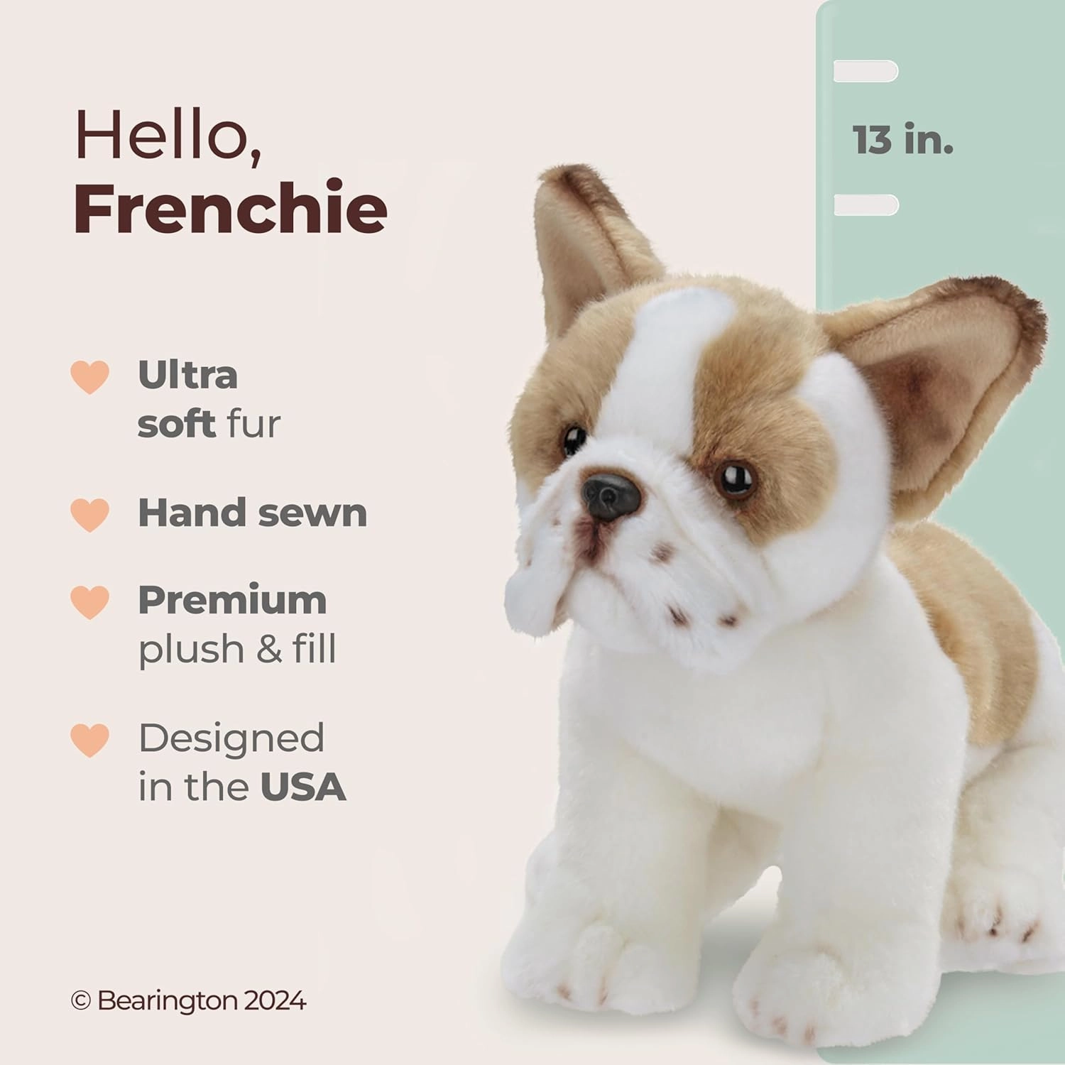Bearington Frenchie The French Bulldog Stuffed Animal, 13 Inch Frenchie Stuffed Animal