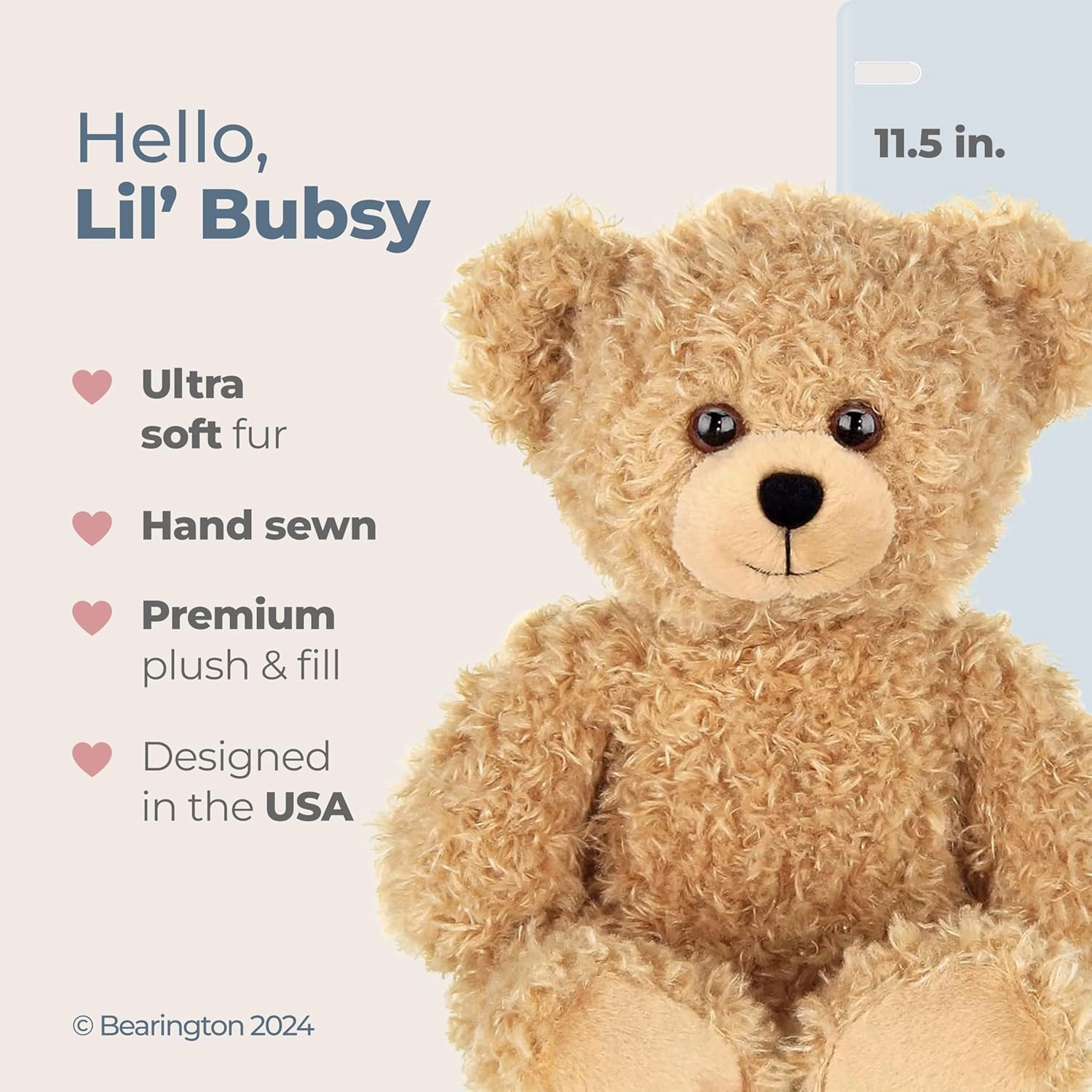 Bearington Lil' Bubsy Brown Plush Teddy Bear Stuffed Animal, 11.5 Inch