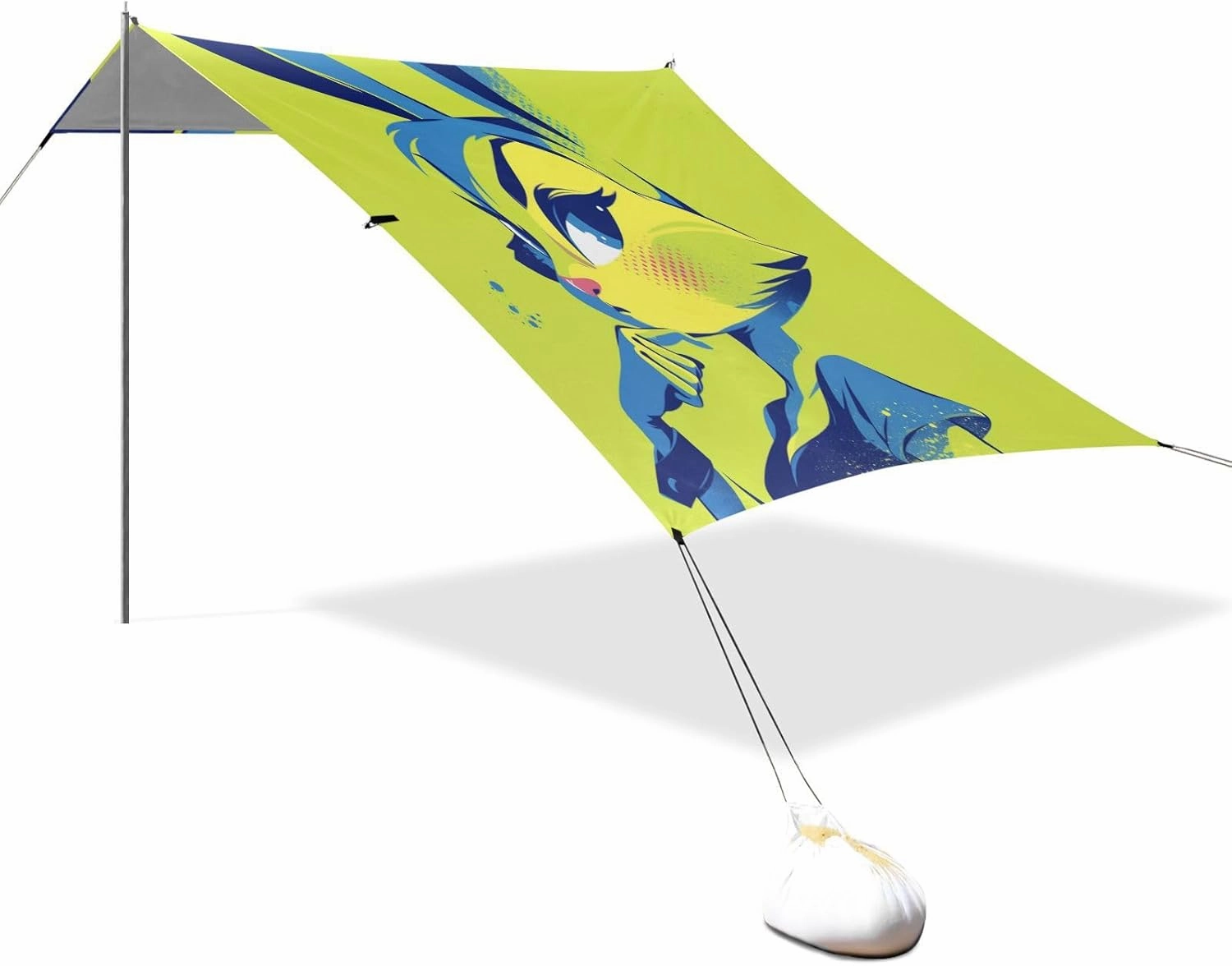 Beauty Forests Green Bunny Beach Cabana UPF50  Protection Easy Setup Sun Shade with Sturdy Poles, Sandbags and Shovel for Camping, Picnics, Backyard