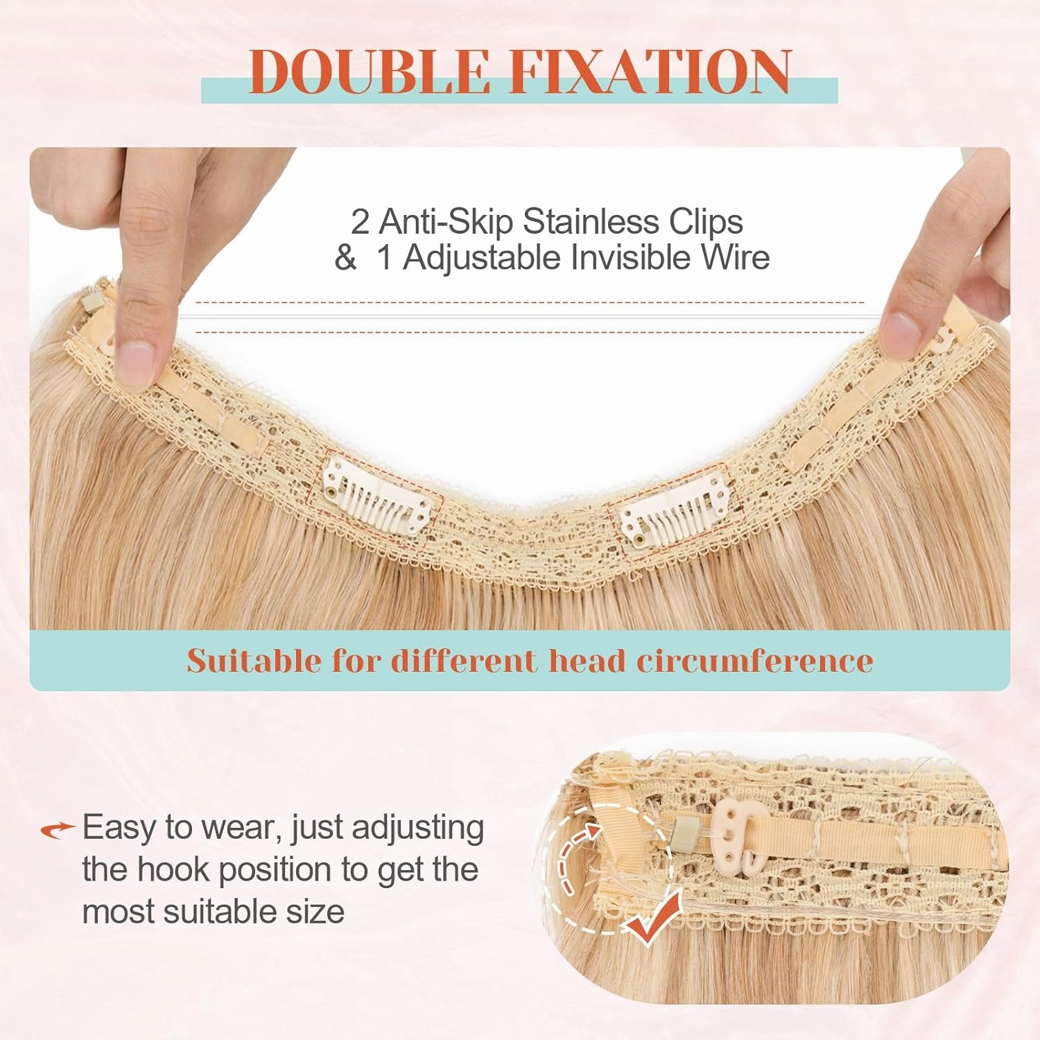 Benehair Halo Blonde Hair Extensions Real Human Hair Halo Extensions for Women 100% Human Hair Invisible Wire Hair Extensions Ash Blonde Highlights Bleach Blonde #18P613 16"