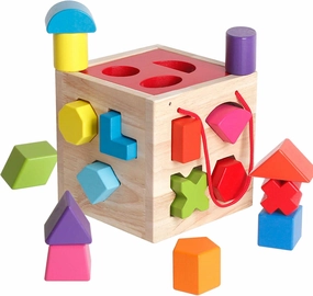 BESTAMTOY Shape Sorter Toy My First Wooden 12 Building Blocks Geometry Learning Matching Sorting Gifts Didactic Classic Toys for Toddlers Baby Kids 31 Years Old Up Fourteen Hole Toy