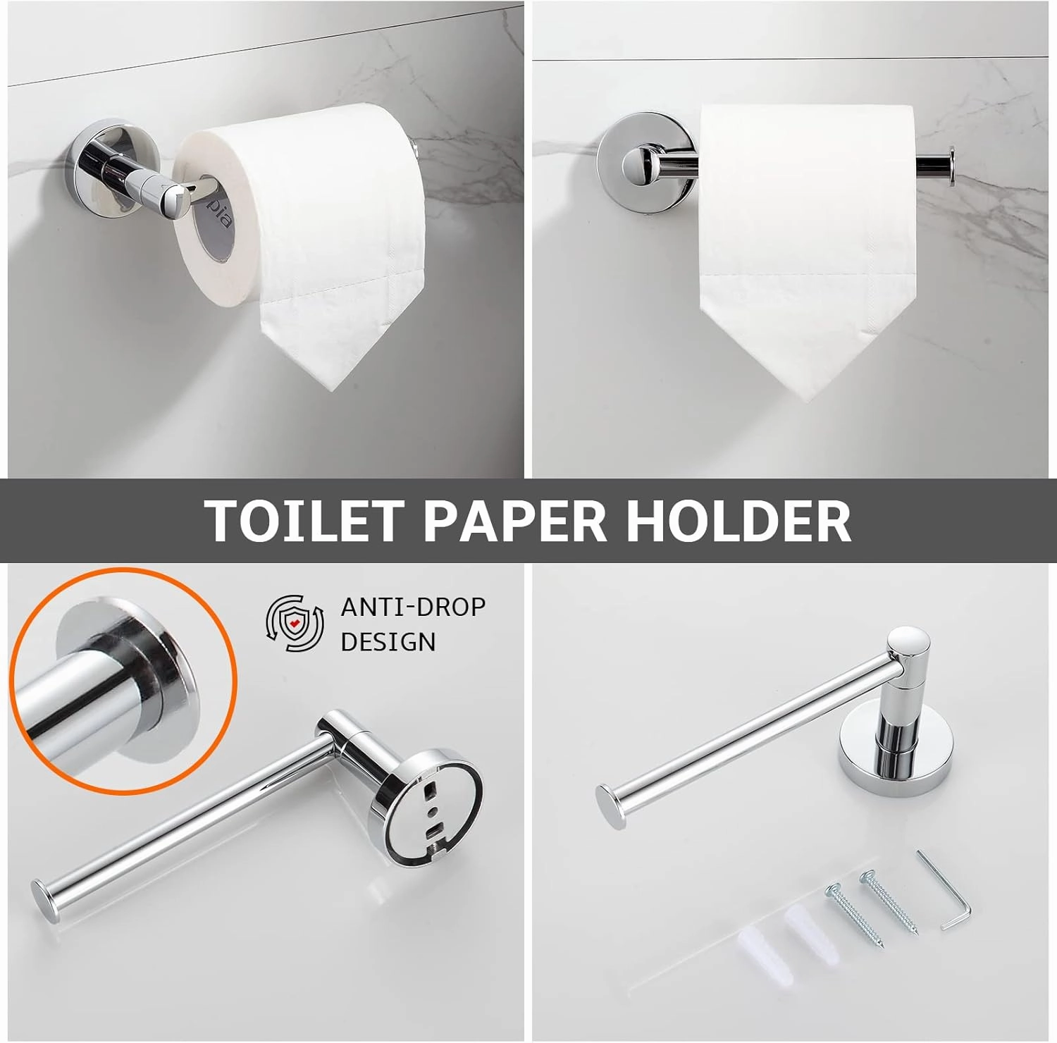 BGL Bathroom Accessory Set Chrome 4 Pieces Bathroom Towel Rack 24 Inches Adjustable Bathroom Hardware Set
