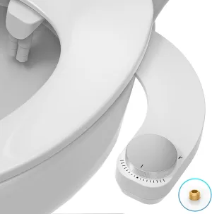 Bidet Attachment for Toilet - WITHLENT Left Hand Bidet Ultra-Slimt Non-Electric Dual Nozzle (Frontal & Rear Wash) Adjustable Water Pressure, Water Bidet Toilet Seat Attachment,Easy to Install (Silver)
