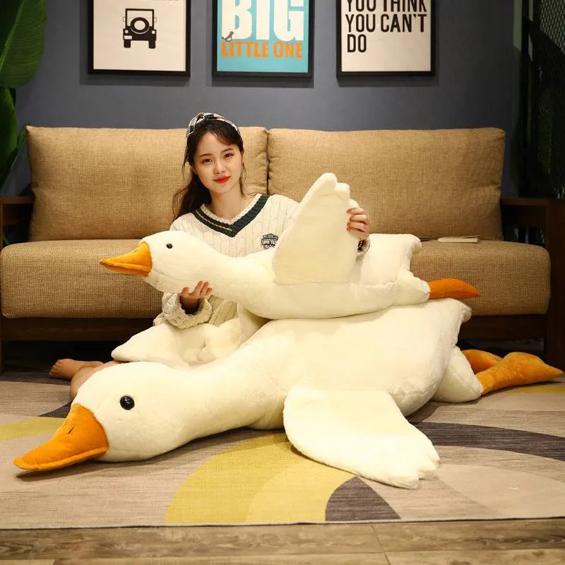 Big White Geese Plush Pillow - Adorable Duck Toy for Cuddling & Decor
