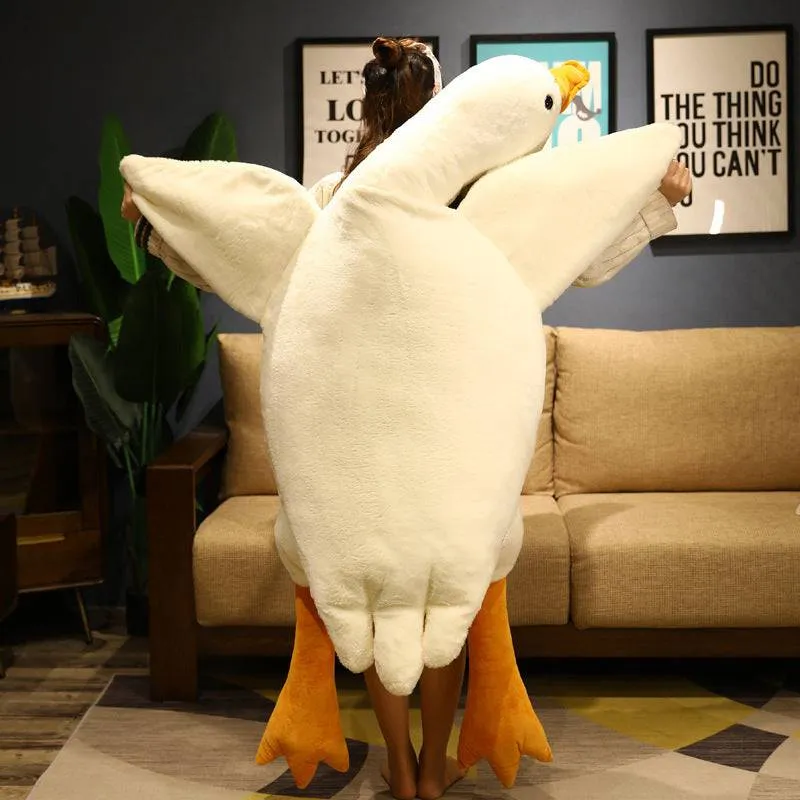 Big White Geese Plush Pillow - Adorable Duck Toy for Cuddling & Decor