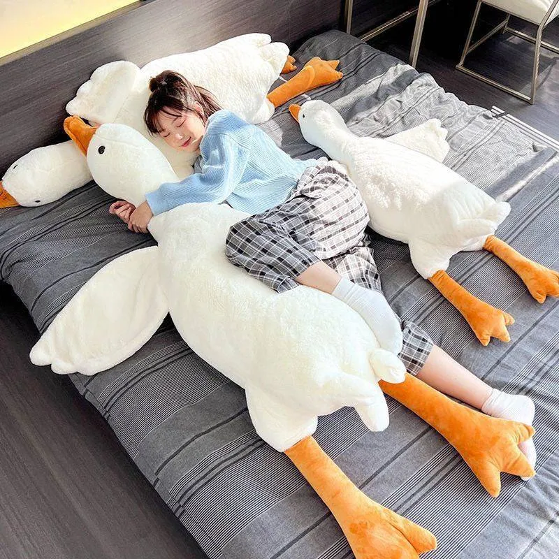 Big White Geese Plush Pillow - Adorable Duck Toy for Cuddling & Decor