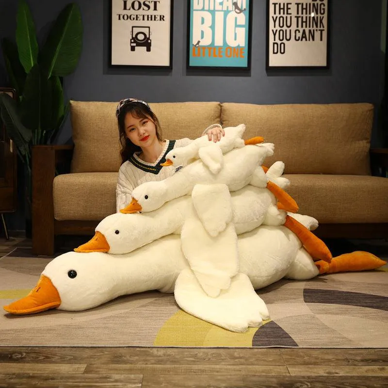 Big White Geese Plush Pillow - Adorable Duck Toy for Cuddling & Decor
