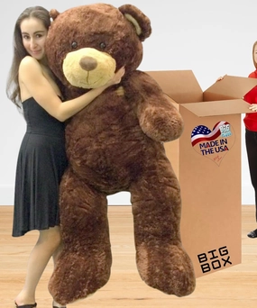 Big Plush Giant Teddy Bear in Big Box Fully Stuffed & Ready to Hug - Huge 5-Foot Soft Plush Teddybear Dark Brown Color - Gigantic Stuffed Animal - OSO de Peluche - Send This Bear to Show You Care