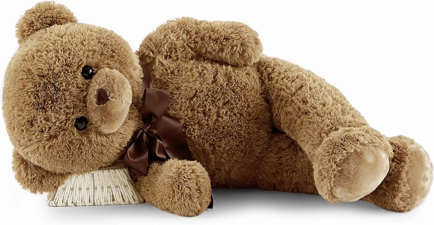 Big Teddy Bear Stuffed Animal 35 inches Giant Stuffed Bear Gift for Girlfriend Children on Birthday, Brown