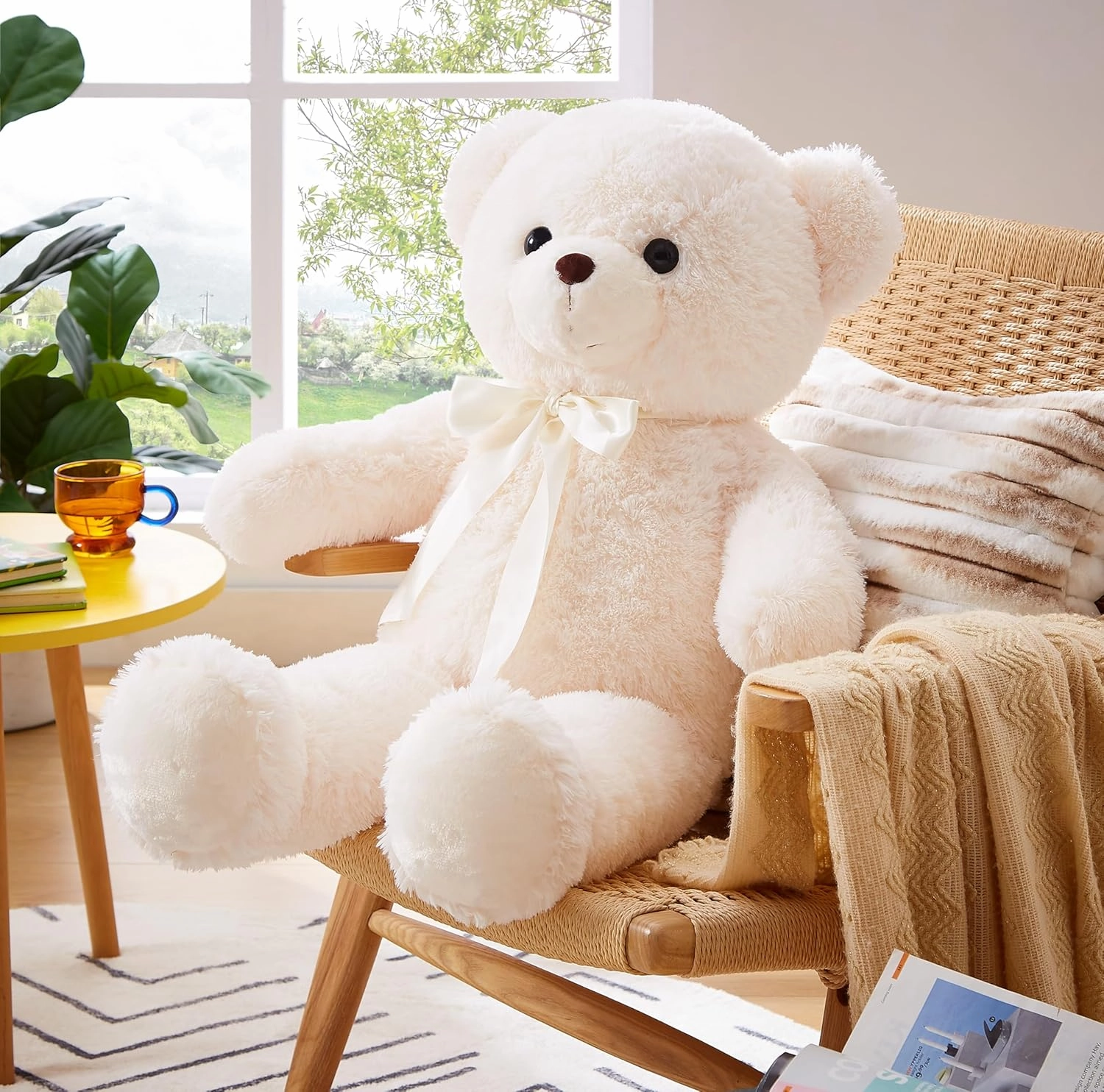 Big Teddy Bear Stuffed Animal 35 inches Giant Stuffed Bear Gift for Girlfriend Children on Birthday, White