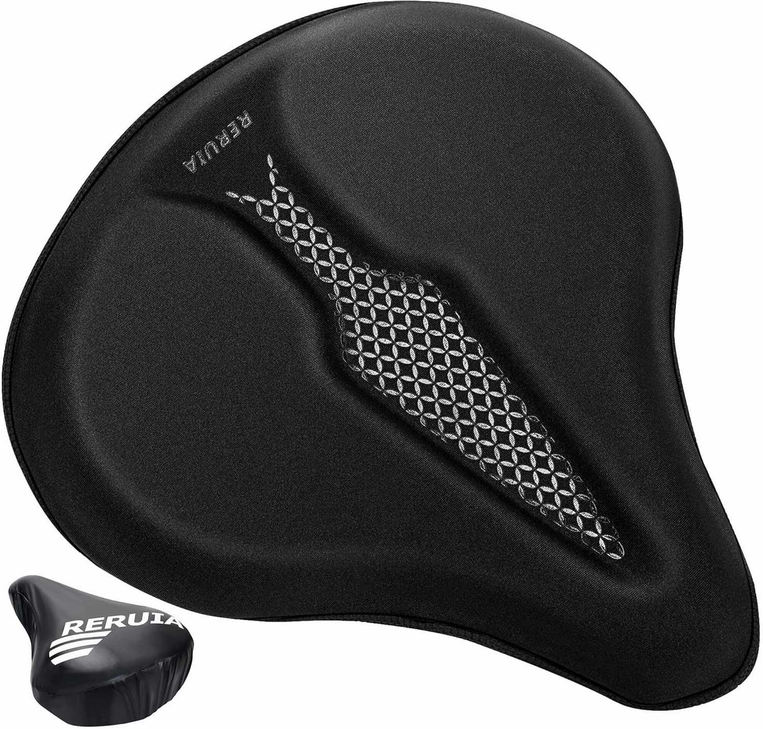 Bike Seat Cover Wide Comfortable - Bicycle Seat Cushion Soft Memory Foam Padded Large Exercise Saddle Cover Replacement for Men Women Seniors Indoor Outdoor Cycling, 11 X 10 Inches