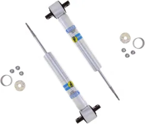 Bilstein 5100 Series Pair of Front Ride Height Adjustable Monotube Shocks fits 2014 2018 Silverado Sierra 1500 | Provides 0-1" Front Lift | TrendsAuto Decal | 24-336895