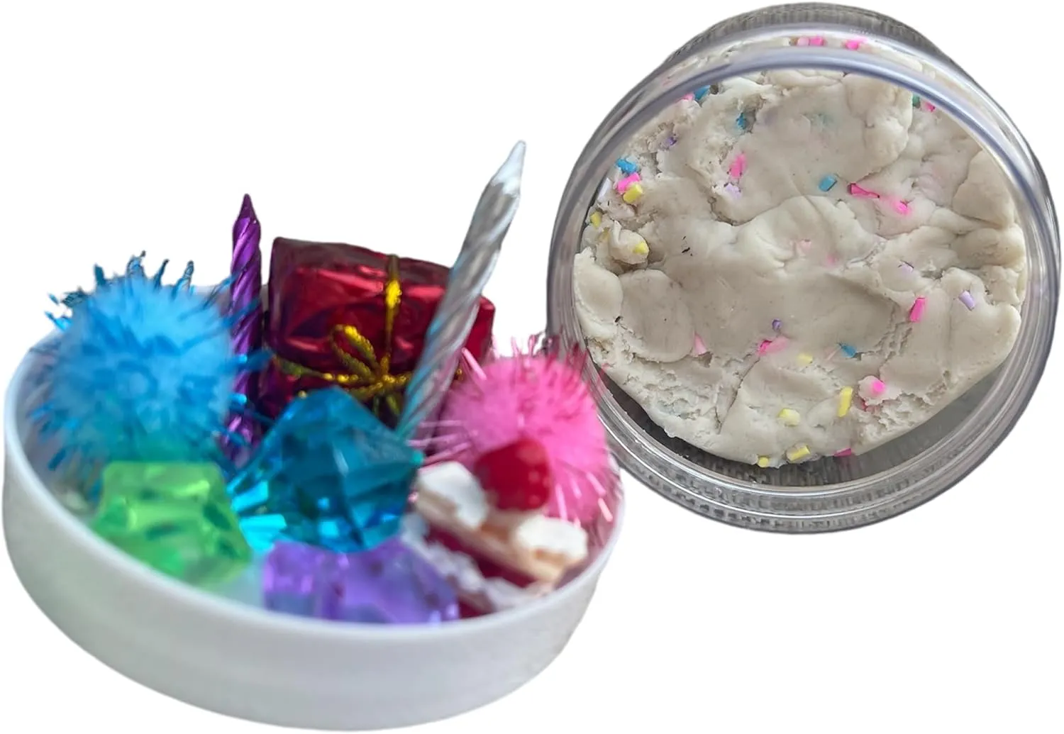 Birthday Sprinkles ONE 6oz Busy Jar Activity Fine Motor Skills Easy Clean Compact Portable Sensory Dough Kit Educational Endless Toy Gift for Toddlers Kids (ONE JAR Birthday Sprinkles)