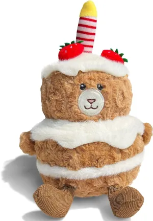 Birthday Stuffed Animals for Kids 10in Cute Fuzzy Cake Plush Toy for Girls Boys Kawaii Cozy Food Plushies for Toddler Huggable Teddy Bear Soft Toy for Birthday