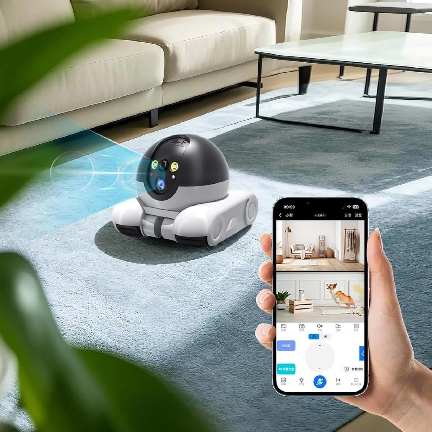 Blinky Bot Camera, Blinky Robot, Movable Security Robot with 2 Way Talk, The Blinky Bot,360 View Blinkybot Robot, 360 Camera on Wheels with Dual Lens, with App Control (WiFi)