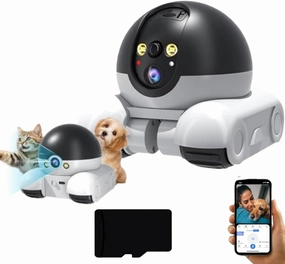 Blinky Bot Camera, 360° View Blinkybot, Remote Control Camera Robot, 1080p HD Wi-Fi Mobile Pet Cameras with App Control, 2 Way Audio, Night Vision