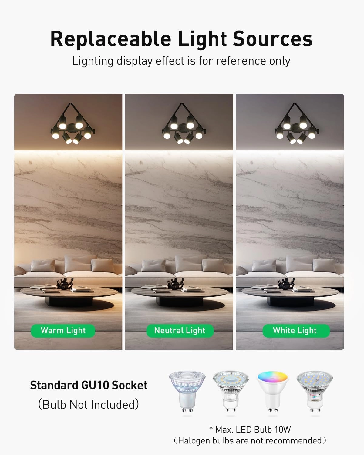 Bojim 6 Light Black Track Lighting Kit, Modern LED Track Lighting Fixtures Ceiling, Flexibly Rotatable LED Light Head with Acrylic Ring, Kitchen Ceiling Track Light (GU10, Bulbs Not Included)