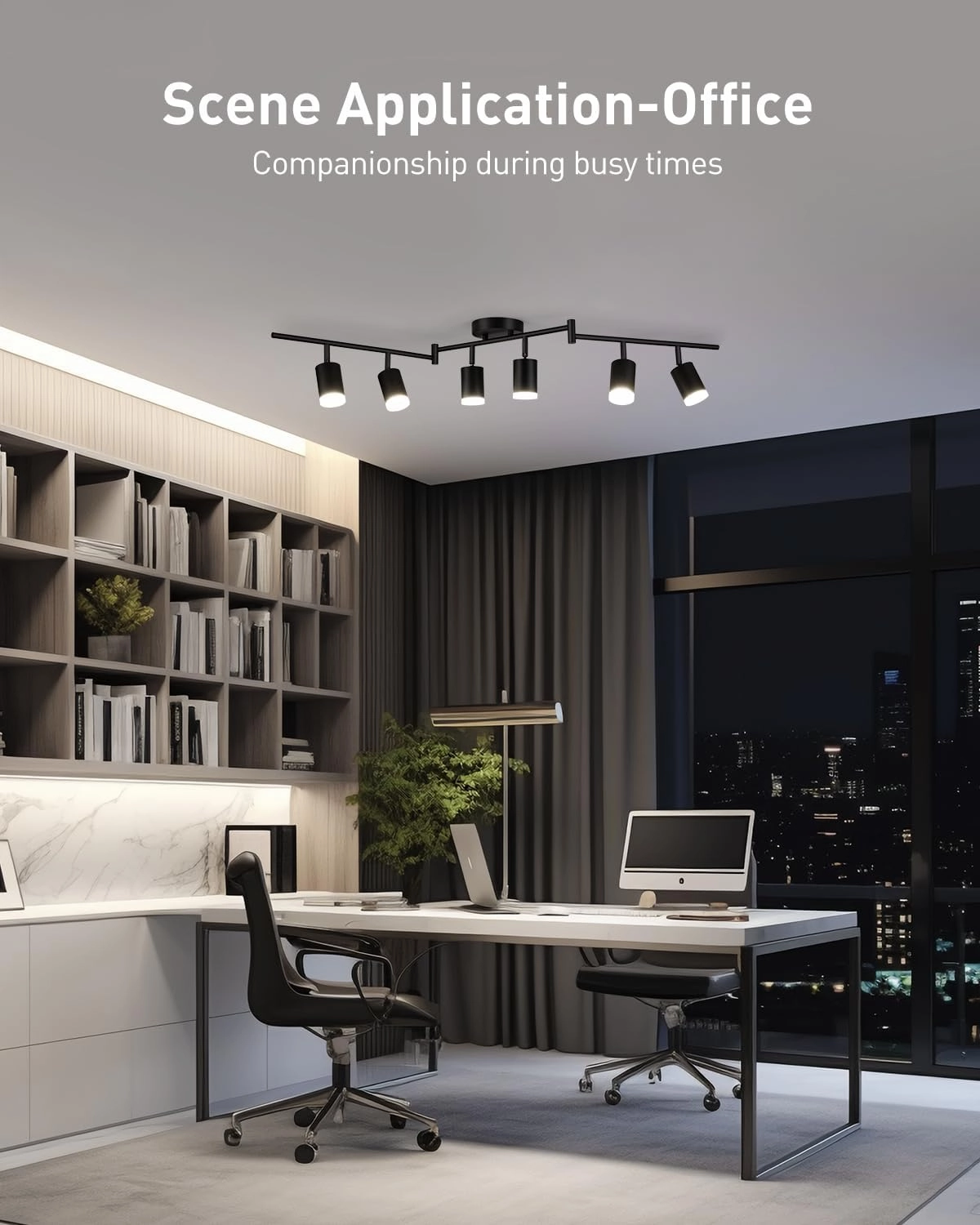 Bojim 6 Light Black Track Lighting Kit, Modern LED Track Lighting Fixtures Ceiling, Flexibly Rotatable LED Light Head with Acrylic Ring, Kitchen Ceiling Track Light (GU10, Bulbs Not Included)