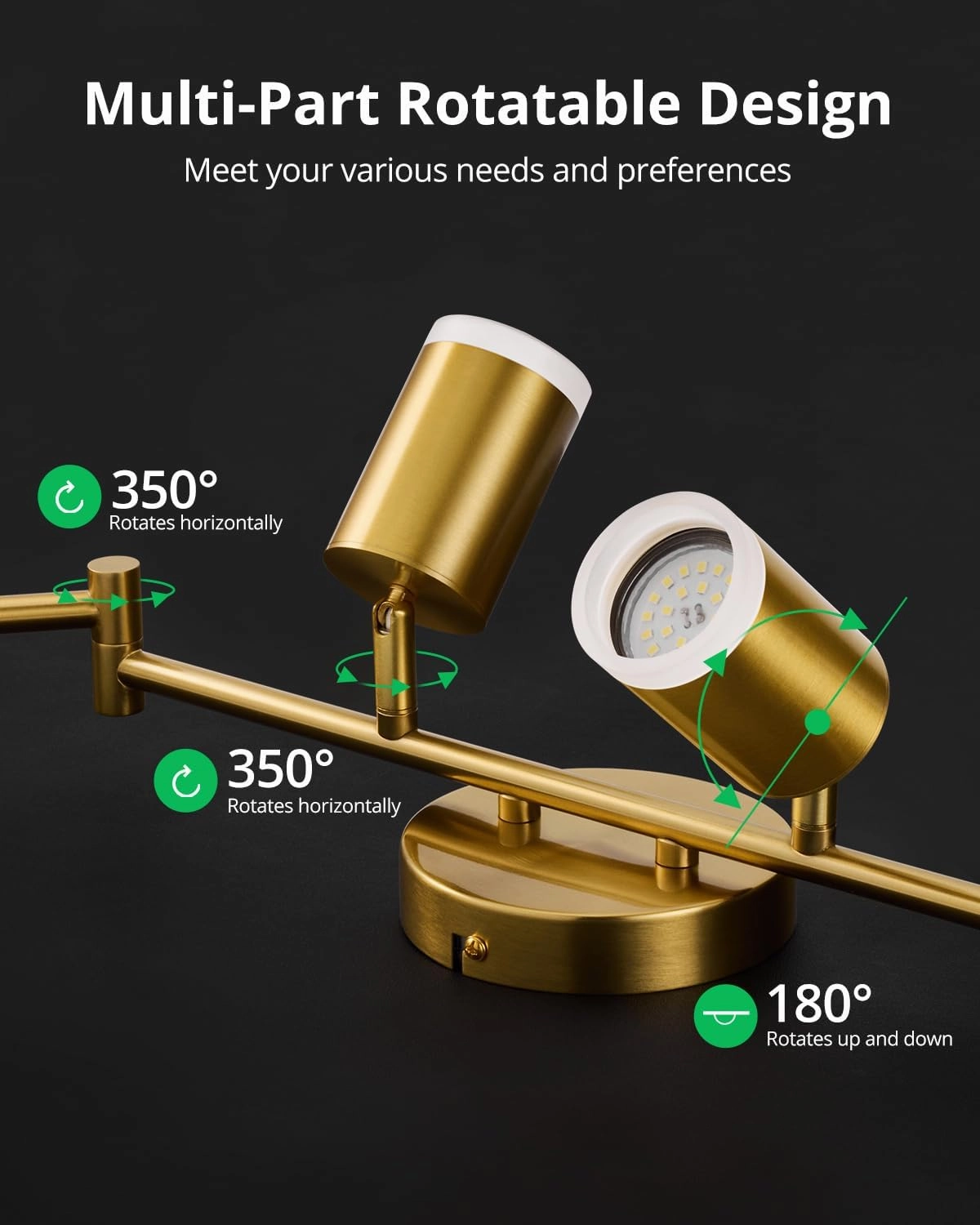 Bojim 6 Light Gold Track Lighting Kit, Modern LED Track Lighting Fixtures Ceiling, Flexibly Rotatable LED Light Head with Acrylic Ring, Kitchen Ceiling Spot Light(GU10 Socket, Bulbs Not Included)