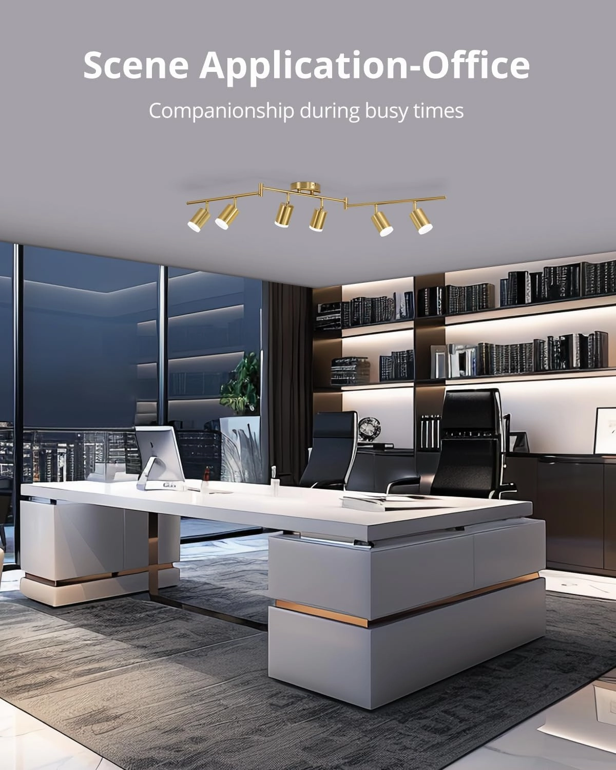 Bojim 6 Light Gold Track Lighting Kit, Modern LED Track Lighting Fixtures Ceiling, Flexibly Rotatable LED Light Head with Acrylic Ring, Kitchen Ceiling Spot Light(GU10 Socket, Bulbs Not Included)