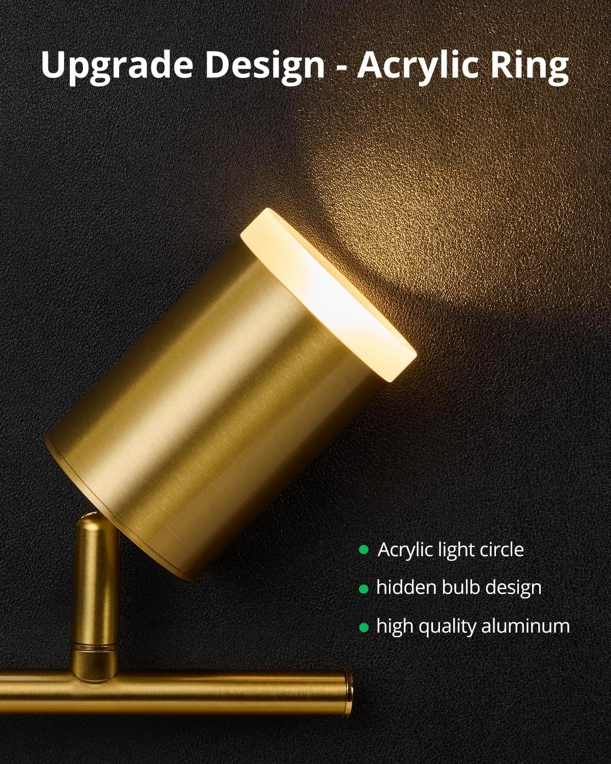 Bojim 6 Light Gold Track Lighting Kit, Modern LED Track Lighting Fixtures Ceiling, Flexibly Rotatable LED Light Head with Acrylic Ring, Kitchen Ceiling Spot Light(GU10 Socket, Bulbs Not Included)