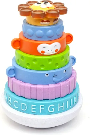 Boley Roo Crew: Stacking Rings - 8 Pieces, Baby & Toddler Sensory Toy, Animal, Colors & ABC Developmental Educational Activity Toy, Preschool Ages 2 