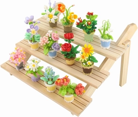 BOROLA 12 of Mini Building Block Flower Potted Plants Sets, Colorful Cute Small Toy Plant Basket, Creative Block Flower Collection Home Office Decor Desktop Trinkets(Boxes Gift Set)