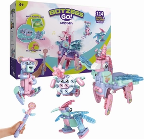 BOTZEES GO! Unicorn Robot for Kids - Building & Electric Remote Control STEM Learning Toy for Ages 3 , Girls - RC Magic Stick, App Based