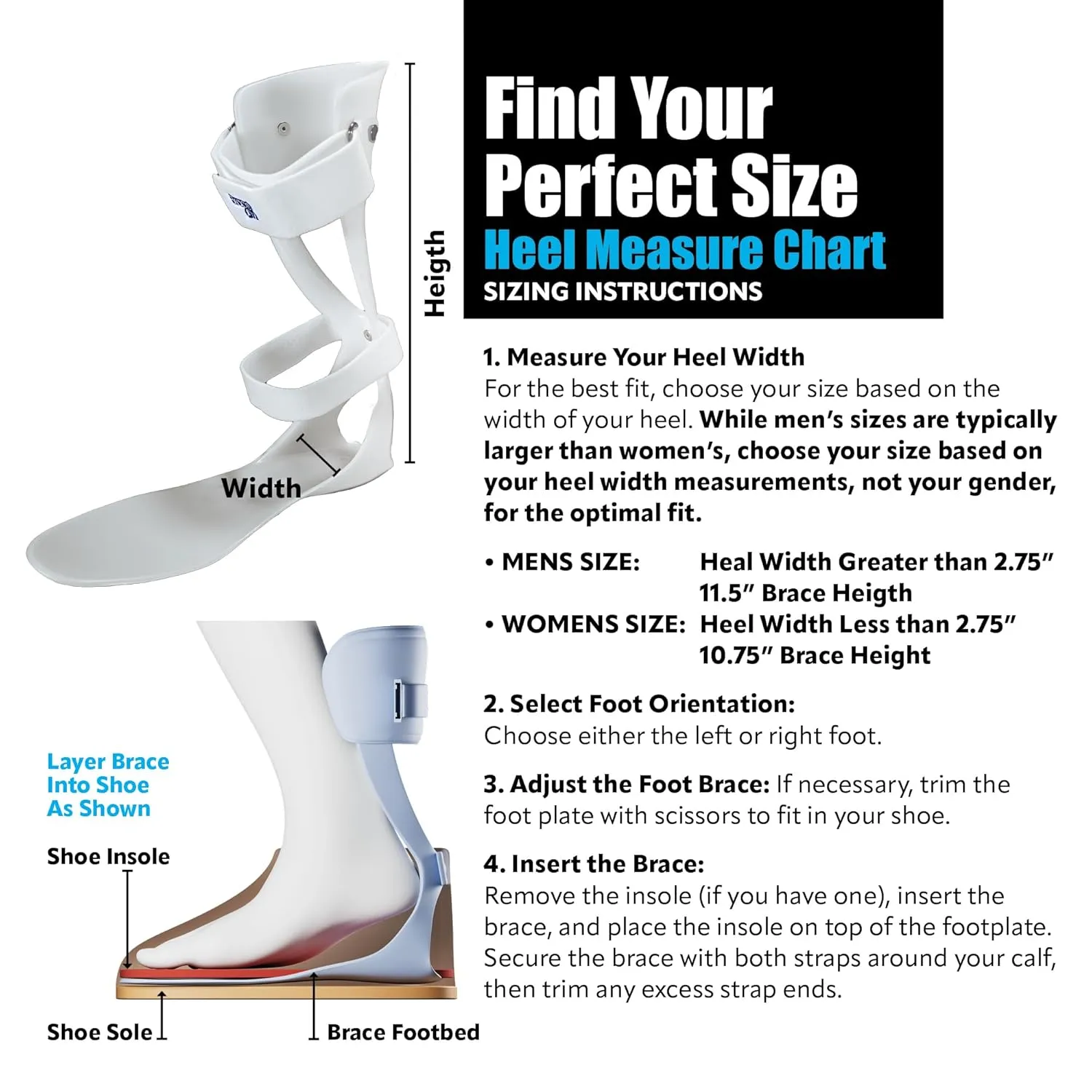 Brace On AFO Drop Foot Brace - Swedish Ultra Lock Foot Drop Brace For Walking, Lightweight, Drop Foot Braces, AFO Brace and Foot Drop Braces, Women, Left
