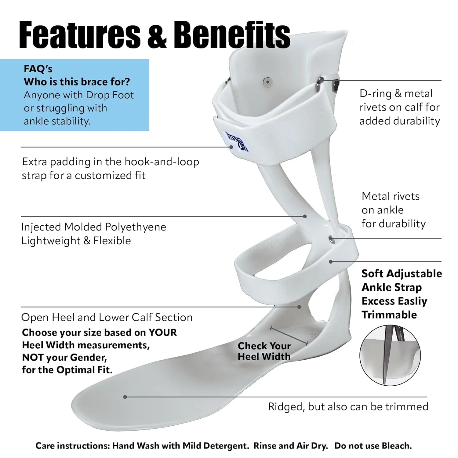 Brace On AFO Drop Foot Brace - Swedish Ultra Lock Foot Drop Brace For Walking, Lightweight, Drop Foot Braces, AFO Brace and Foot Drop Braces, Women, Left