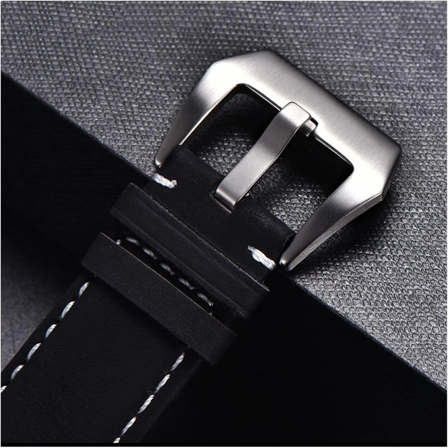 Brown Leather Strap Men Ladies Replacement Strap Watch Bracelet Solid Buckle Wrist Strap(E,22mm)