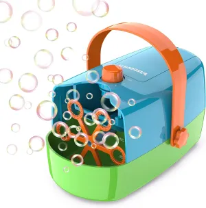Bubble Machine, 3 in 1 Bubble Maker, Bubble Blower with Replaceable Bubble Wands, 8000  Colorful Bubbles Per Minute, Operated by Plug-in or Batteries, Bubble Toys for Indoor Outdoor Birthday Party