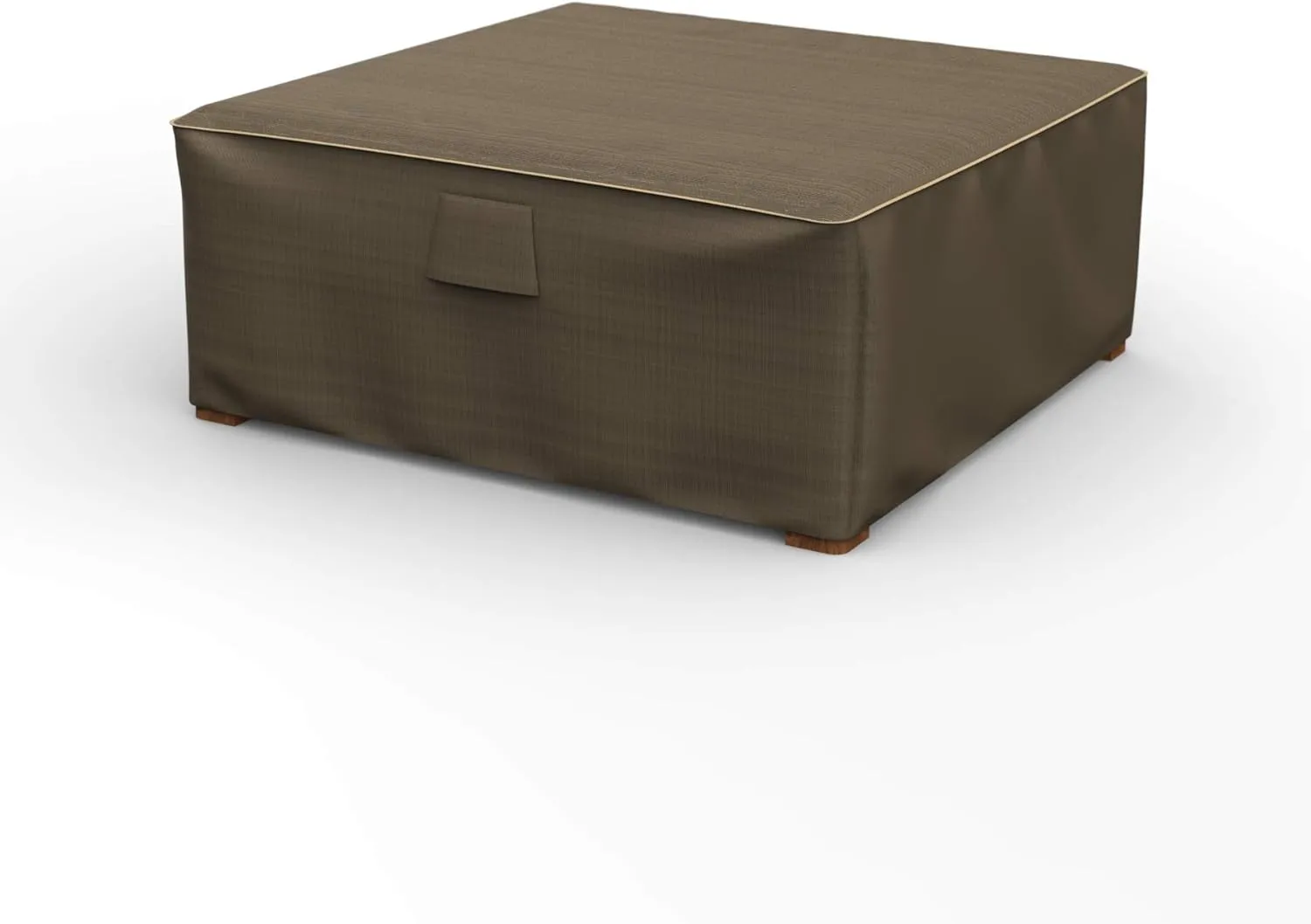Budge StormBlock Hillside Square Patio Table Ottoman Cover Premium, Outdoor, Waterproof, Large, Black and Tan Weave