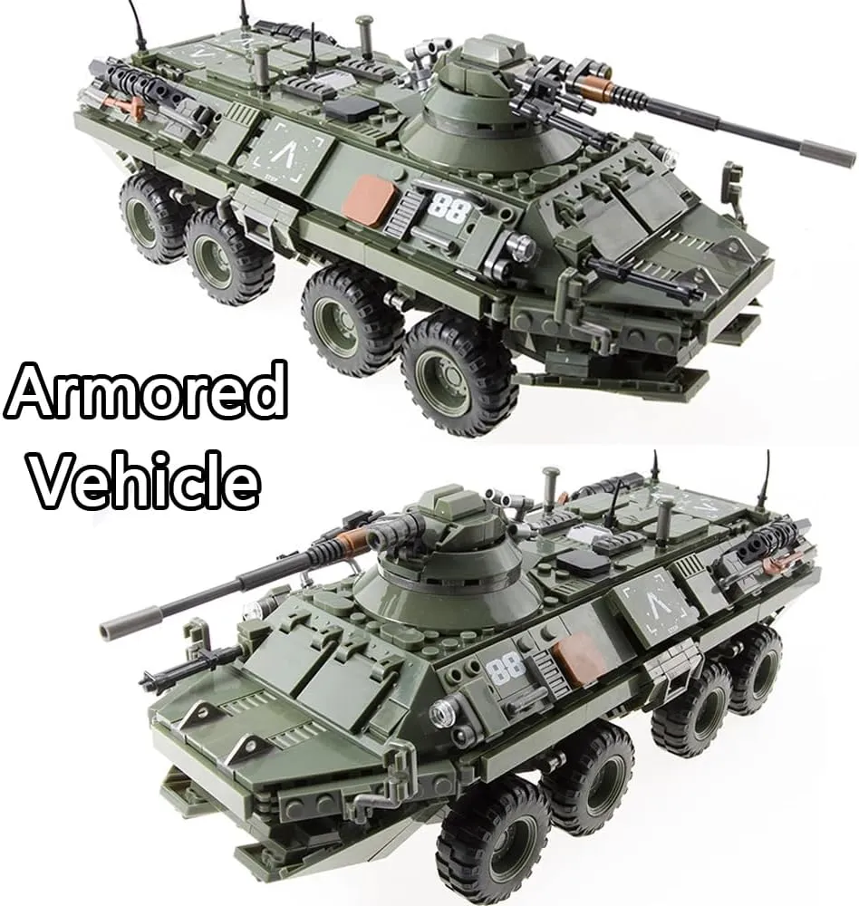 Building Block Armored Vehicle Building Kit Military Vehicle Toys for Age 6 7 8 9 10 11 12 ,Army Tank Military Brick, Armed Tank Model Toys Gifts for Boys