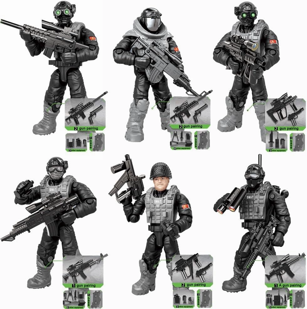 Building Block Armored Vehicle with 6 Army Figures Brick Military Vehicle Building Toy for Age 6 7 8 9 10 11 12 , Army Battle Building Kit, Army Car Model Toys Gifts for Boys