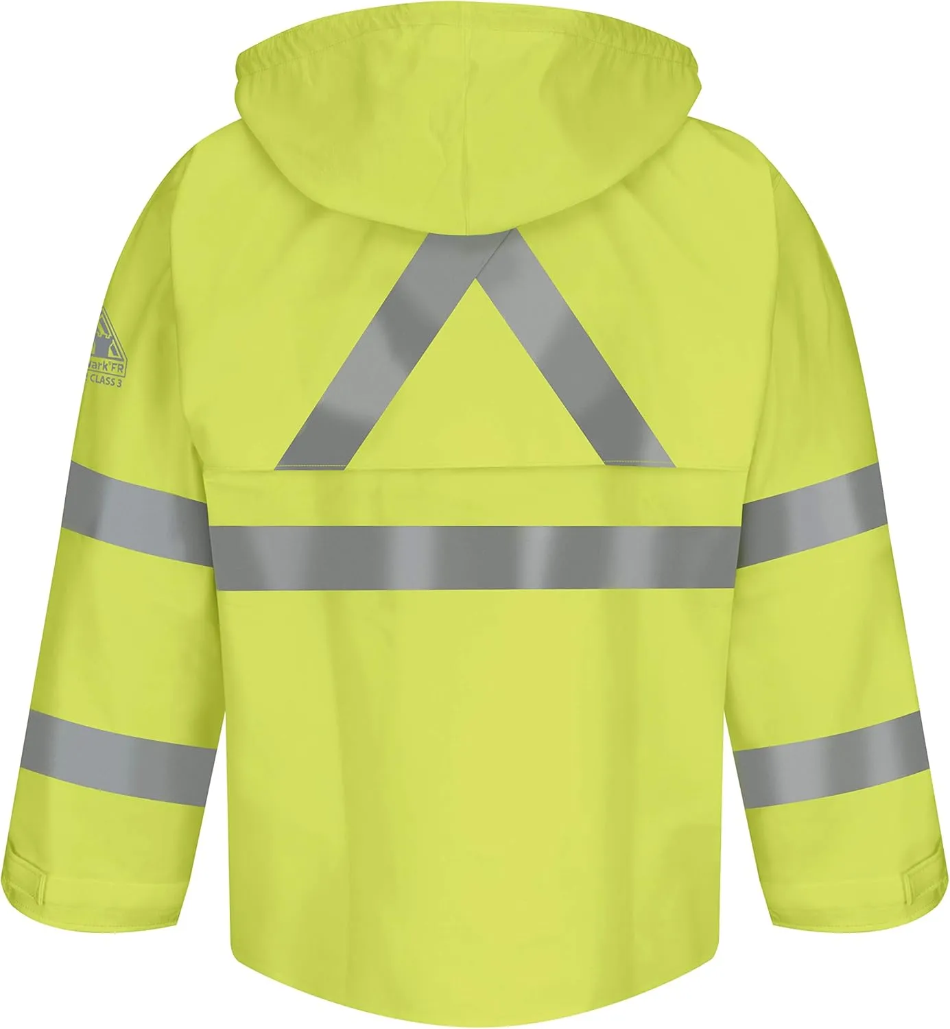 Bulwark Flame Resistant 10 oz Hi-Visibility Regular Rain Jacket HRC2, Take-up Tabs on Cuff, Yellow/Green