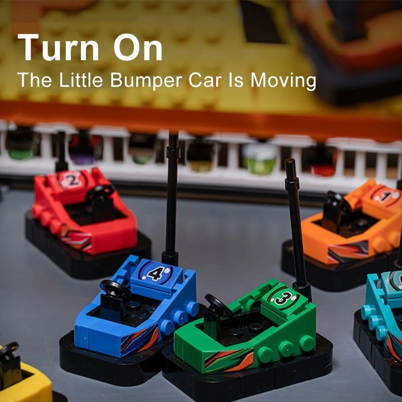 Bumper Cars Building Set,Amusement Park Creative Electric Funfair Playset with Motor Bumper Friends Cars,Great Present Idea Display in Home and Offices(1099 Pcs)