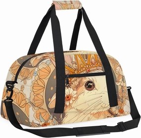 Bunny Queen Kids Overnighter Duffel Bags for Boys, Carry-On Size Sports Gym Bag with Front Zipper Pocket for School Practice or Overnight Travel Weekender Sleepover Tote Bag