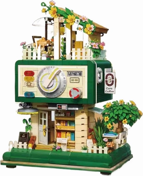 Cafe Building Blocks Set, 1057pcs Coffee Shop with LED, Three-Story Modular House Set Construction Toy Gift for Adult Teens 14 , Collectible Display Model for Home Décor