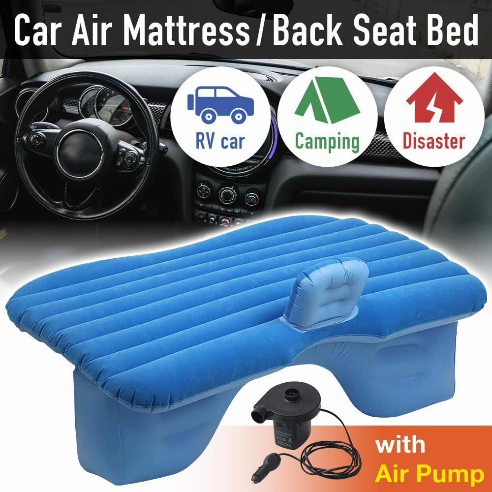 Car Air Mattress for Back Seat, Inflatable Thickend Camping Bed with Pump, 2 Pillows, Cushions, Carrying Bag, Sleeping Bed for Universal SUV