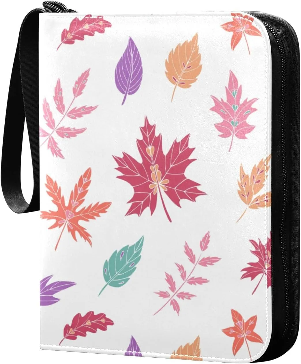Card Binder Autumn Colorful Leaves Trading Card Album with 50 Removable Sleeves Fits 400 Cards