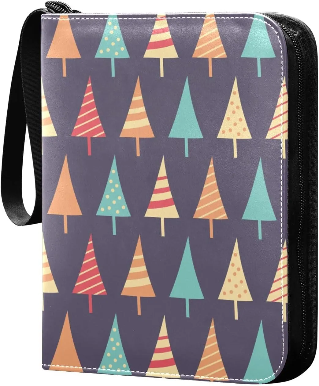 Card Binder Colorful Christmas Tree Trading Card Album with 50 Removable Sleeves Fits 400 Cards