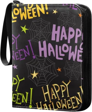 Card Binder Colorful Happy Halloween Trading Card Album with 50 Removable Sleeves Fits 400 Cards