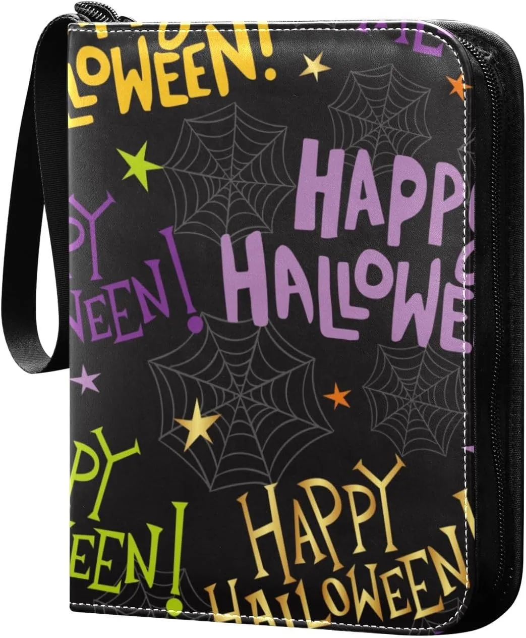 Card Binder Colorful Happy Halloween Trading Card Album with 50 Removable Sleeves Fits 400 Cards