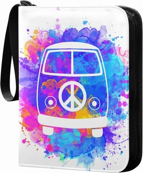 Card Binder 4 Pocket, Trading Card Binder Holder Fits 400 Cards with 50 Sleeves, Card Collection Binder Album Book Holder for Baseball Football Games Cards, Colorful Car