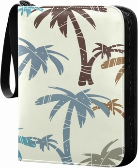 Card Binder 4 Pocket, Trading Card Binder Holder Fits 400 Cards with 50 Sleeves, Card Collection Binder Album Book Holder for Baseball Football Games Cards, Colorful Coconut Tree